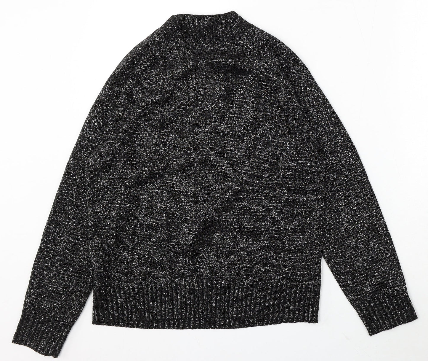 Bonmarché Womens Black Round Neck Acrylic Pullover Jumper Size S