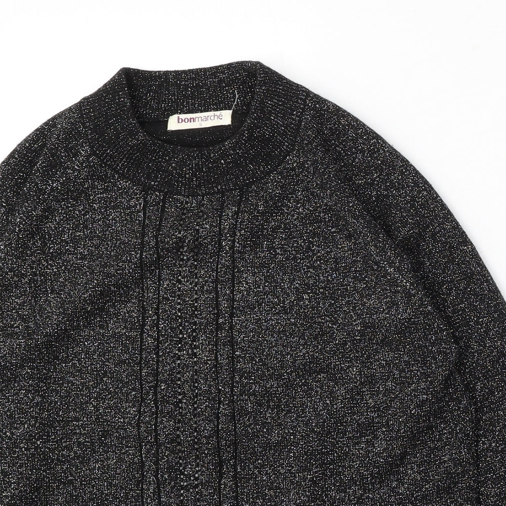 Bonmarché Womens Black Round Neck Acrylic Pullover Jumper Size S