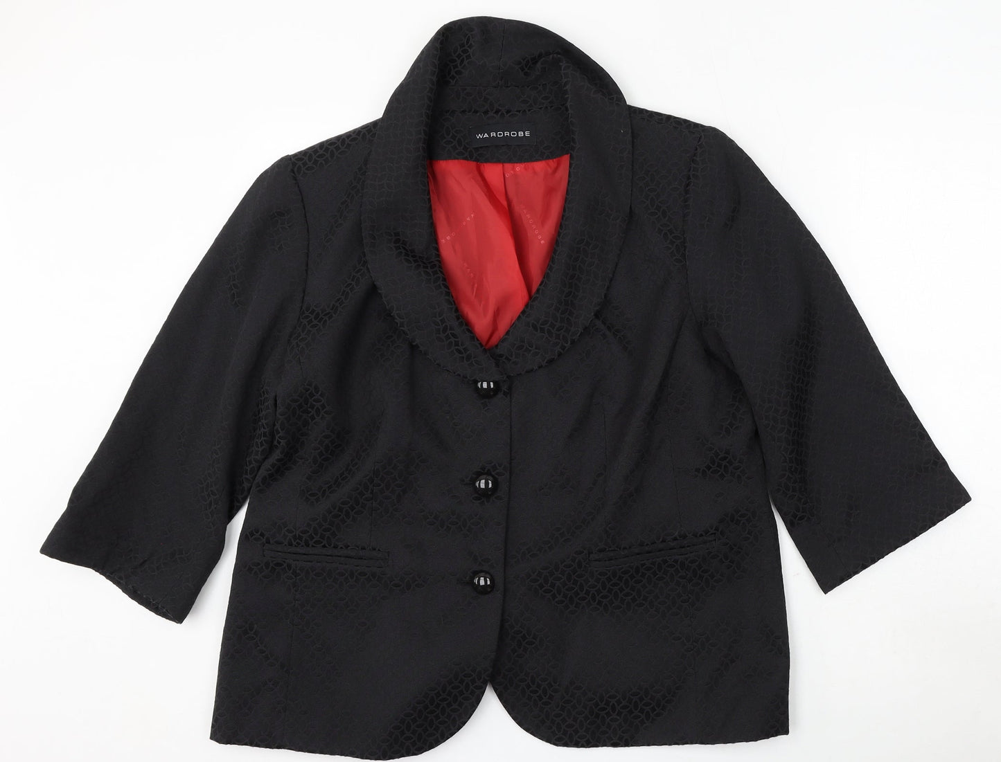 Wardrobe Womens Grey Geometric Cotton Jacket Blazer Size 18