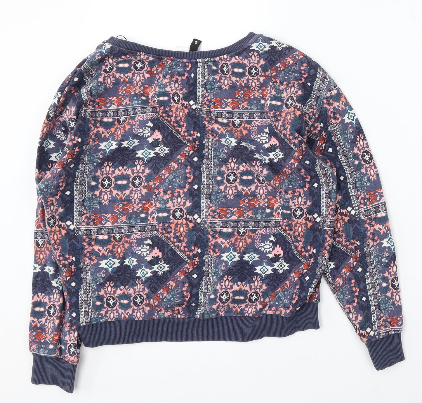 Divided by H&M Womens Multicoloured Geometric Cotton Pullover Sweatshirt Size S