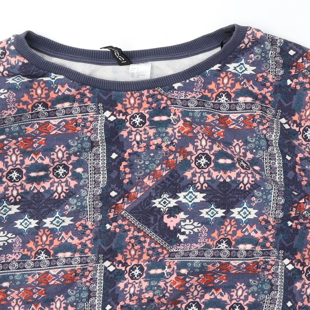 Divided by H&M Womens Multicoloured Geometric Cotton Pullover Sweatshirt Size S