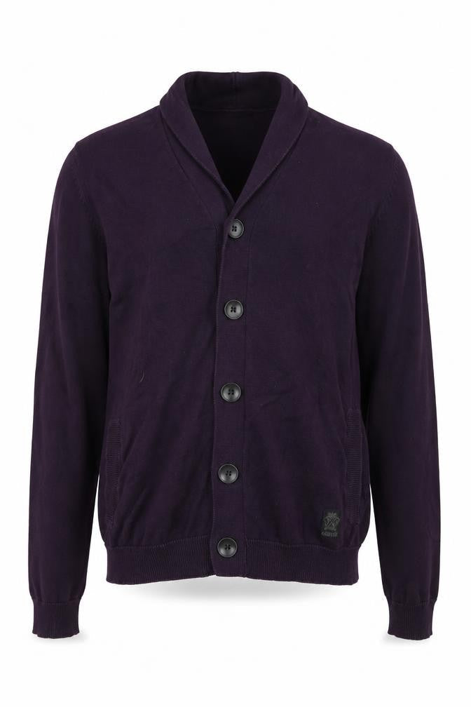 Ambrose Womens Purple V-Neck Cotton Cardigan Jumper Size M
