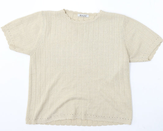Berkertex Womens Beige Round Neck Acrylic Pullover Jumper Size 10