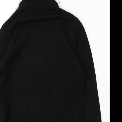Preloved Peacocks Mens Black Round Neck Acrylic Pullover Jumper Size S - Penguin Jumper - Label