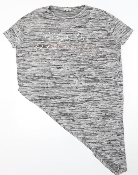 River Island Womens Grey Round Neck Striped Viscose Pullover Jumper Size 6