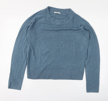Tu Womens Blue Round Neck Acrylic Pullover Jumper Size 12