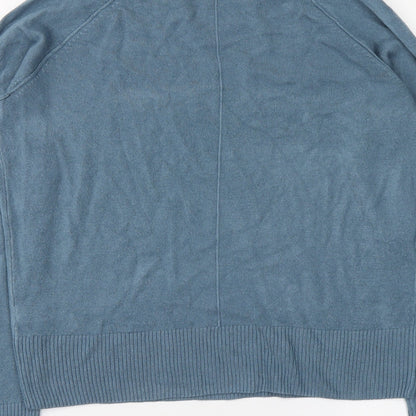 Tu Womens Blue Round Neck Acrylic Pullover Jumper Size 12