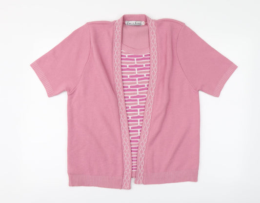 Pure & natural Womens Pink V-Neck Acrylic Pullover Jumper Size L