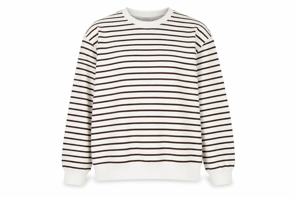 New Look Womens White Striped Cotton Pullover Hoodie Size L