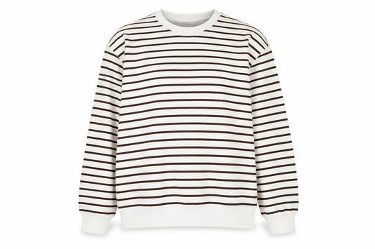 New Look Womens White Striped Cotton Pullover Hoodie Size L
