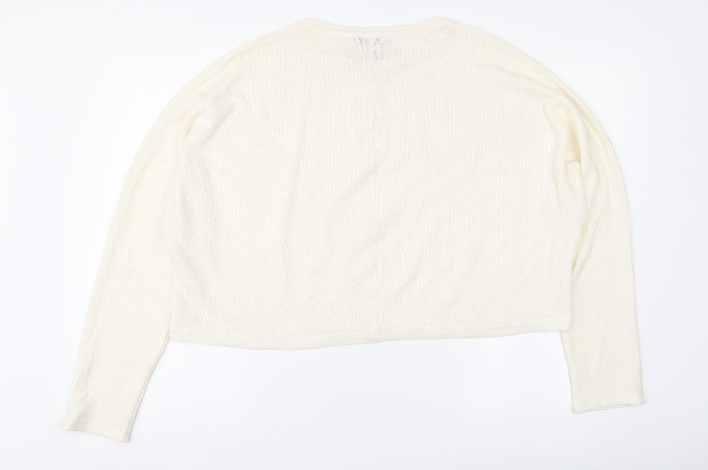 New Look Womens Ivory Round Neck Acrylic Pullover Jumper Size L