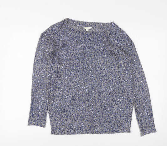 Monsoon Womens Blue Round Neck Polyester Pullover Jumper Size S