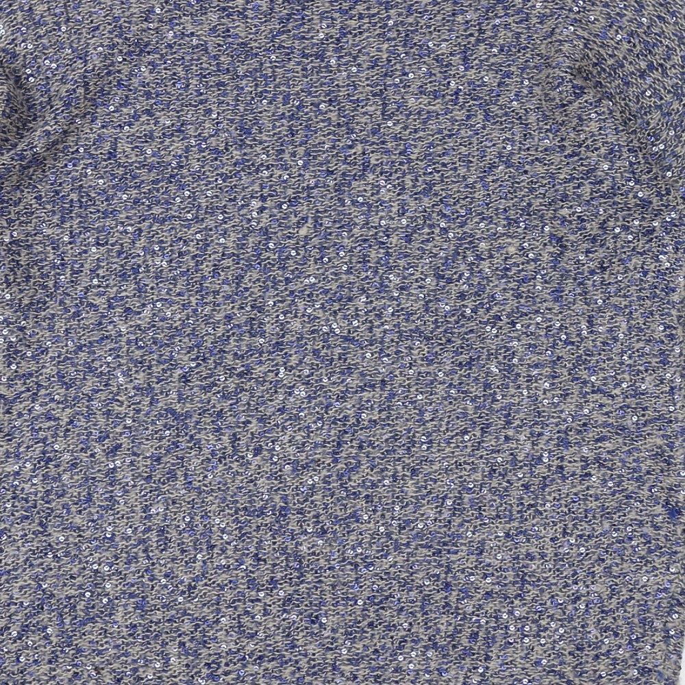 Monsoon Womens Blue Round Neck Polyester Pullover Jumper Size S