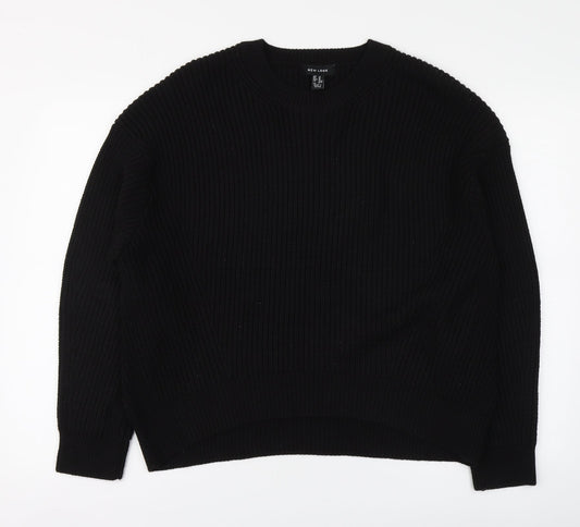 New Look Womens Black Round Neck Acrylic Pullover Jumper Size M