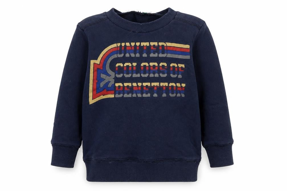 United Colors of Benetton Boys Blue Cotton Basic T-Shirt Size 12-18 Months Round Neck