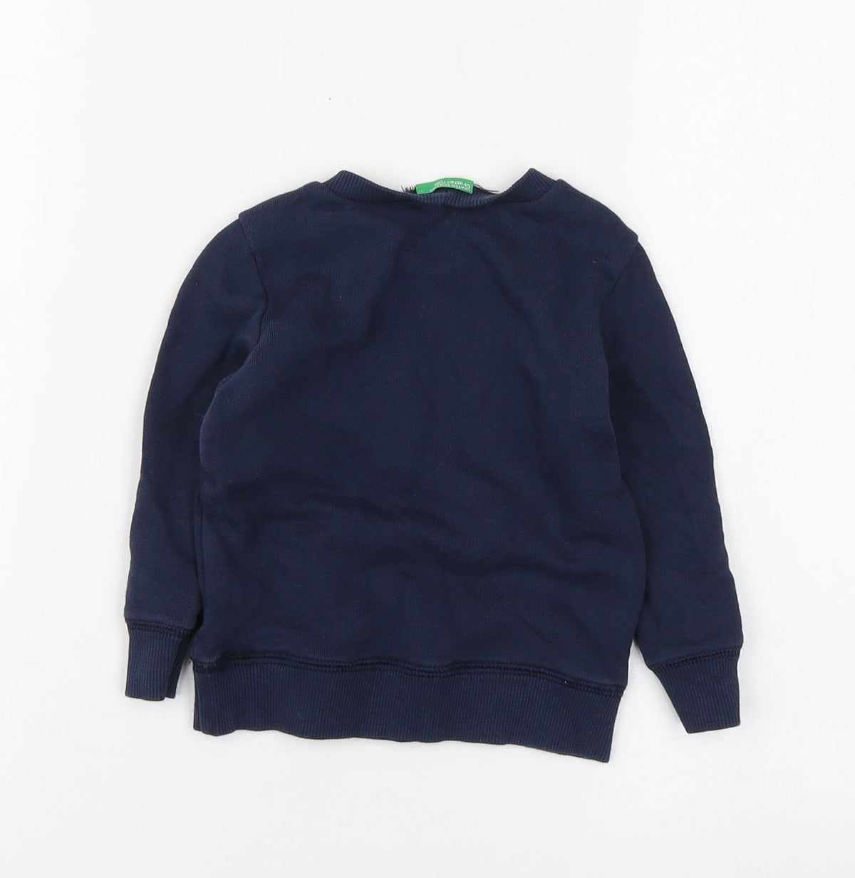 United Colors of Benetton Boys Blue Cotton Basic T-Shirt Size 12-18 Months Round Neck