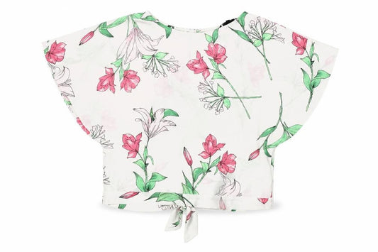 Debenhams Womens White Floral Polyester Basic Blouse Size 8 Round Neck