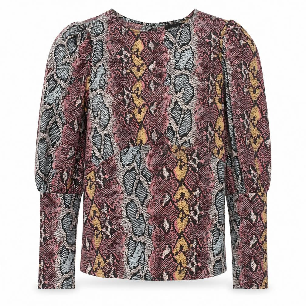 Chemistry Womens Pink Animal Print Polyester Basic Blouse Size 8 Round Neck