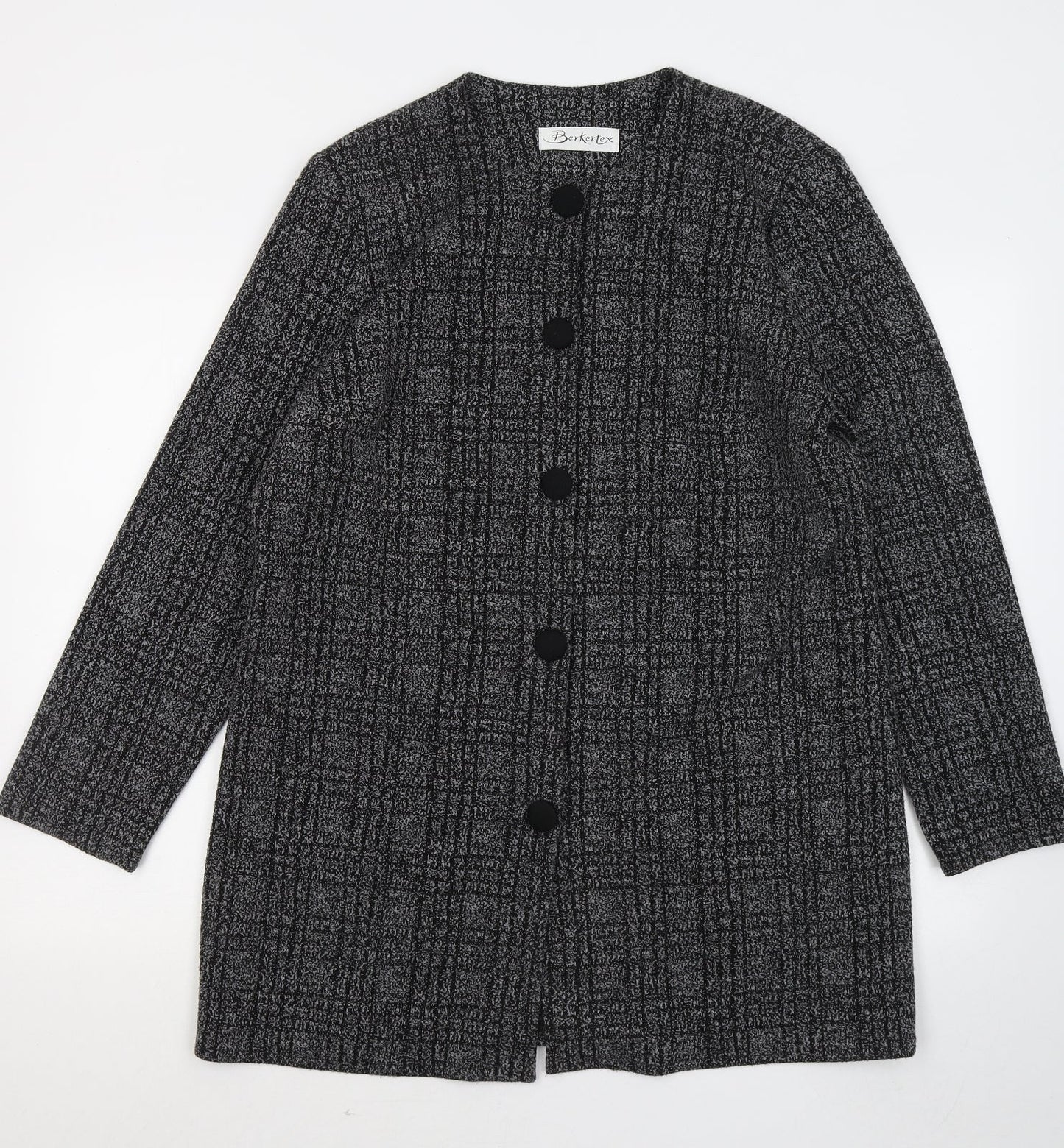 Berkertex Womens Grey Round Neck Polyester Cardigan Jumper Size L