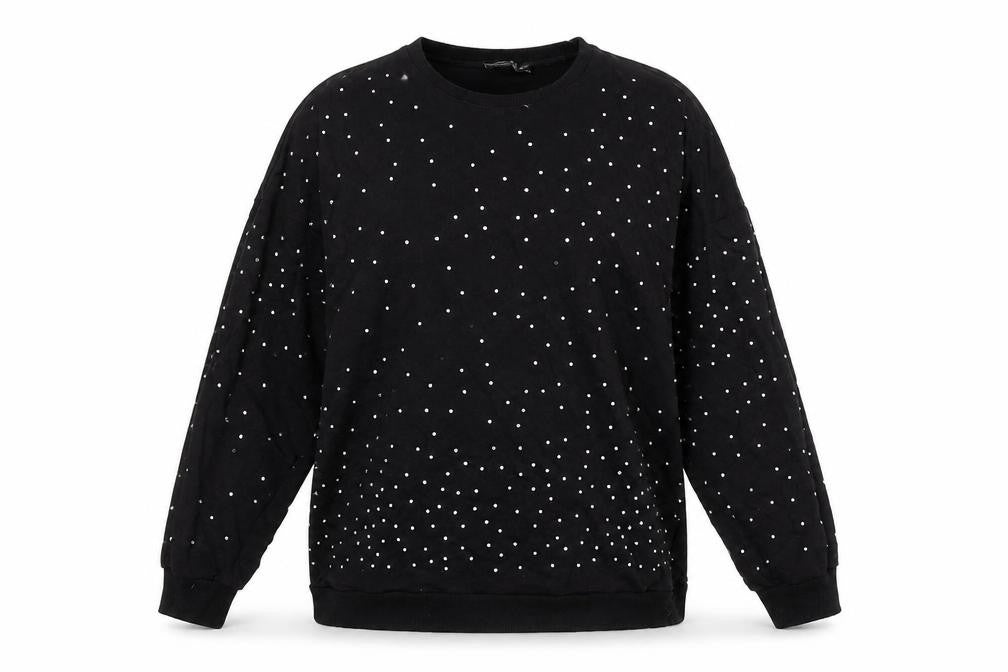 Select Womens Black Geometric Cotton Pullover Sweatshirt Size S