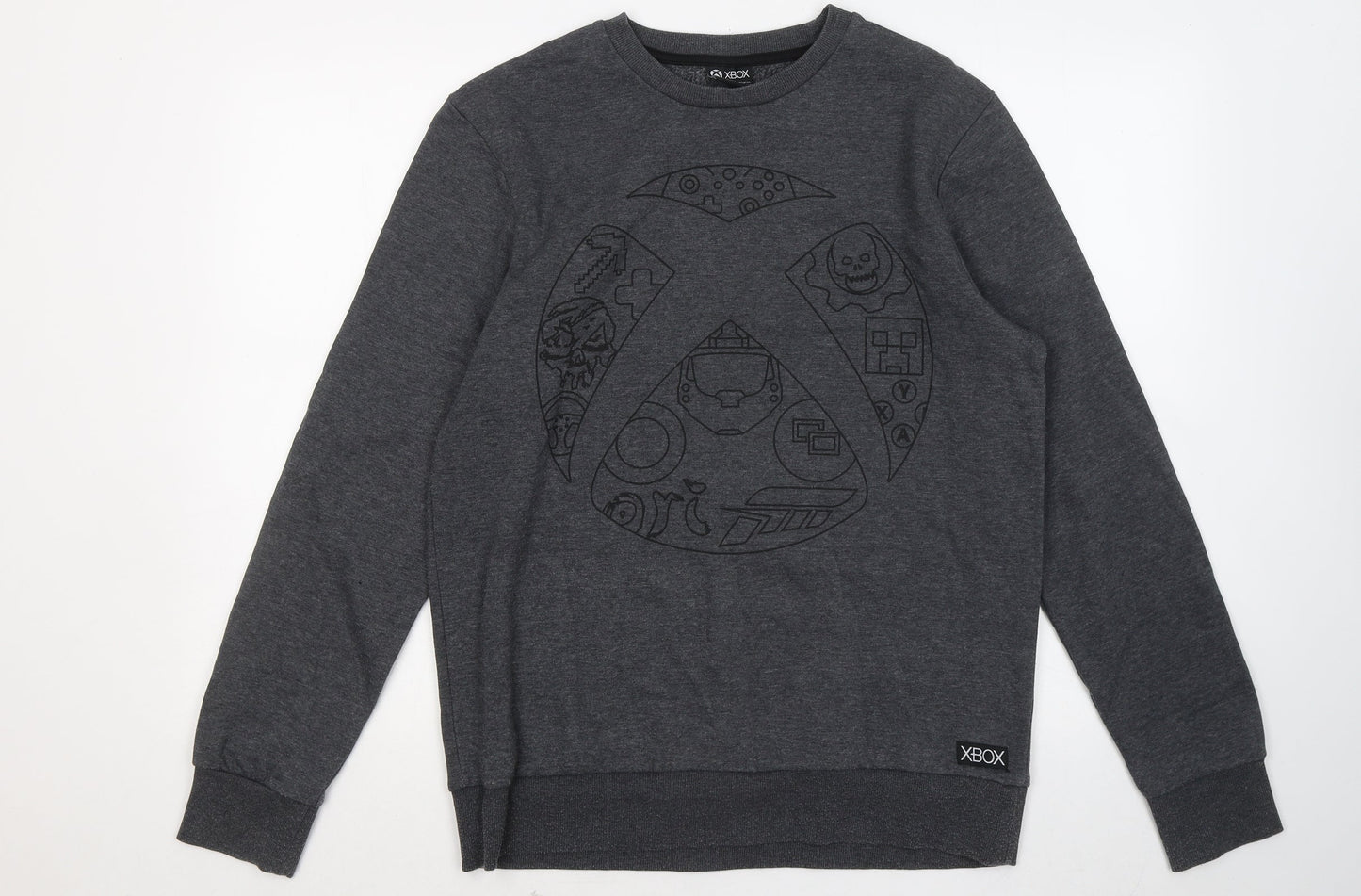 F&F Mens Grey Cotton Pullover Sweatshirt Size M