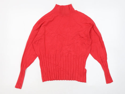 Marks and Spencer Womens Red Mock Neck Viscose Pullover Jumper Size 14
