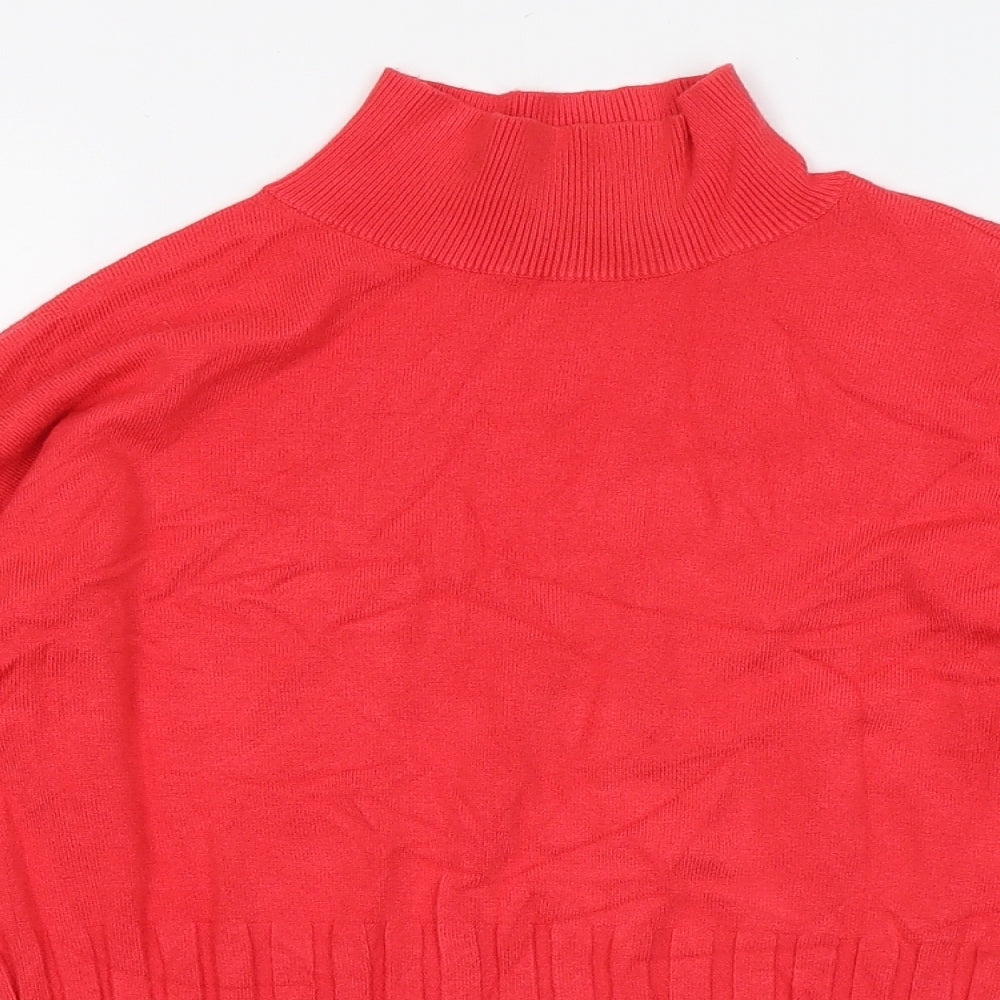Marks and Spencer Womens Red Mock Neck Viscose Pullover Jumper Size 14
