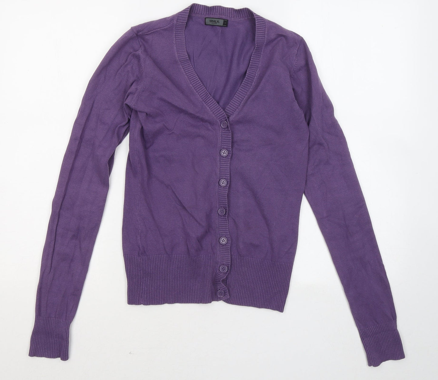Only Womens Purple V-Neck Cotton Cardigan Jumper Size S