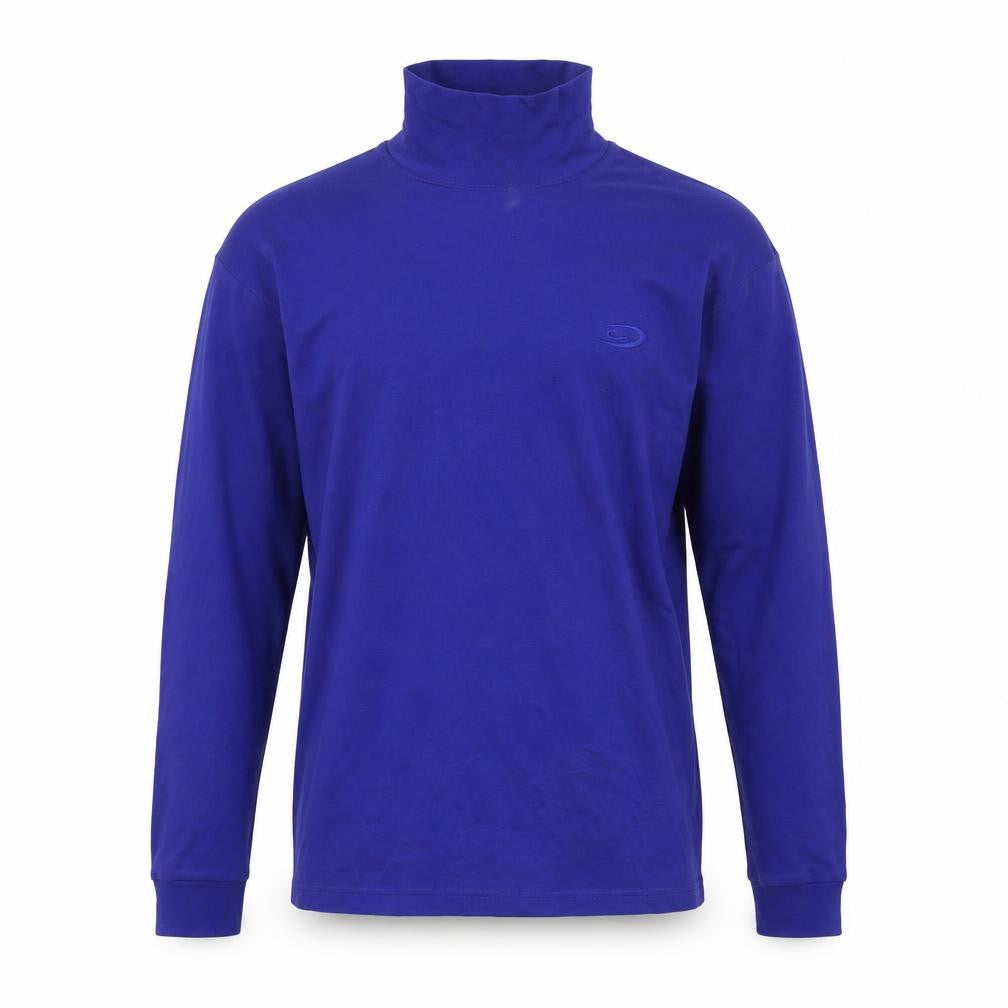 Crane Mens Blue Mock Neck Cotton Pullover Jumper Size M