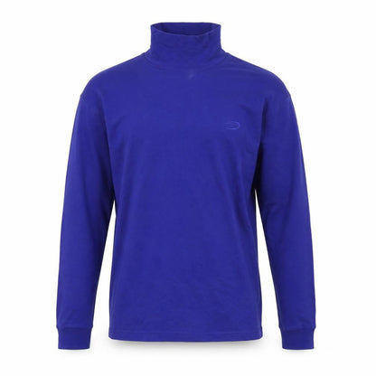 Crane Mens Blue Mock Neck Cotton Pullover Jumper Size M