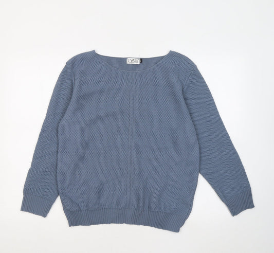 ANNE SMITH Womens Blue Round Neck Acrylic Pullover Jumper Size M