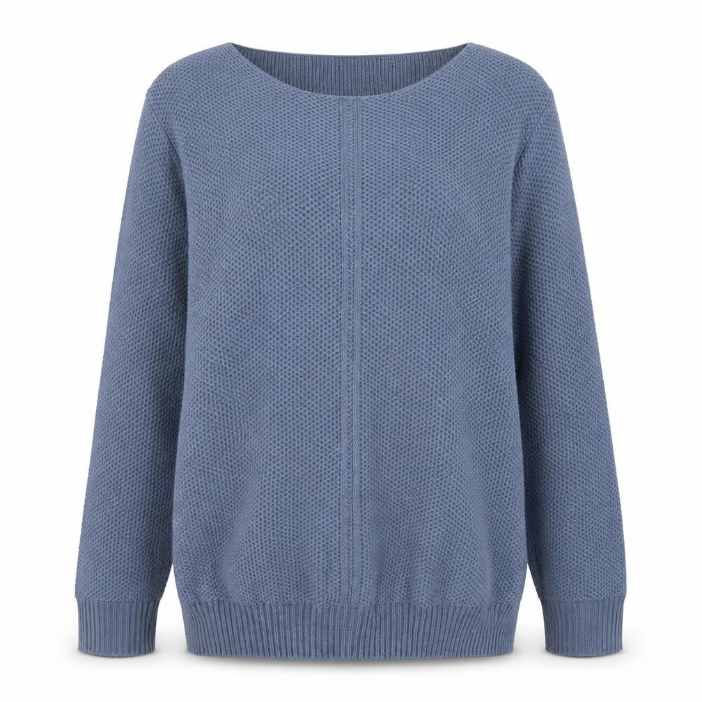 ANNE SMITH Womens Blue Round Neck Acrylic Pullover Jumper Size M