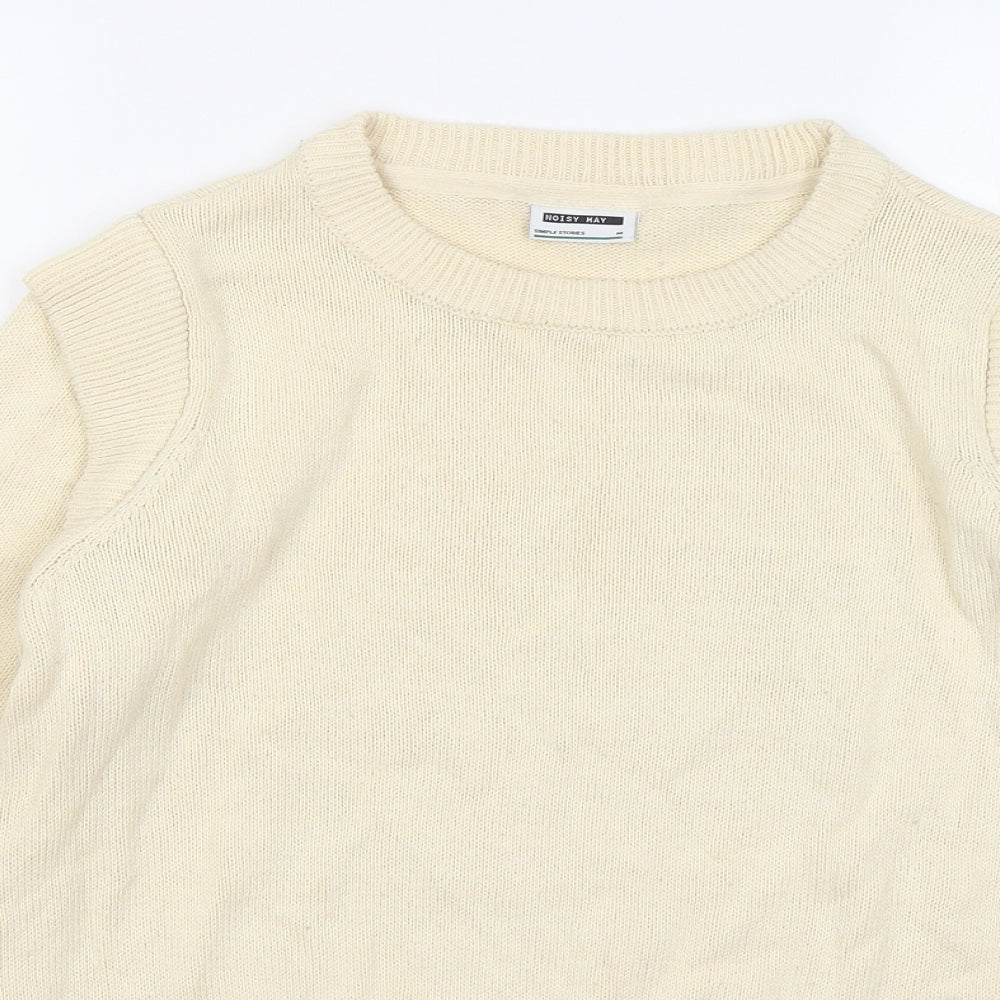 Noisy may Womens Yellow Round Neck Acrylic Pullover Jumper Size M