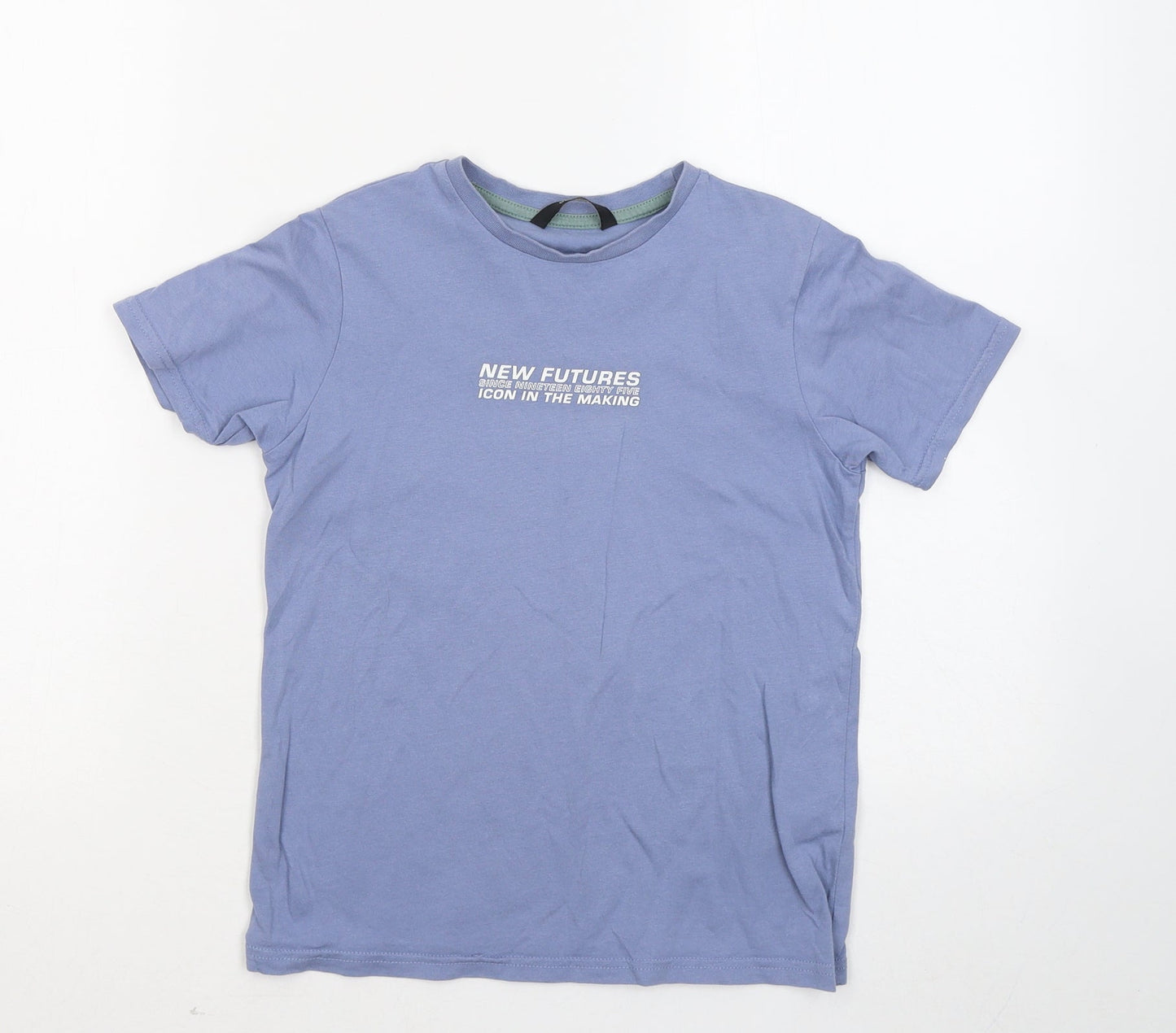 George Boys Blue Cotton Basic T-Shirt Size 7-8 Years Round Neck - Icon In the making