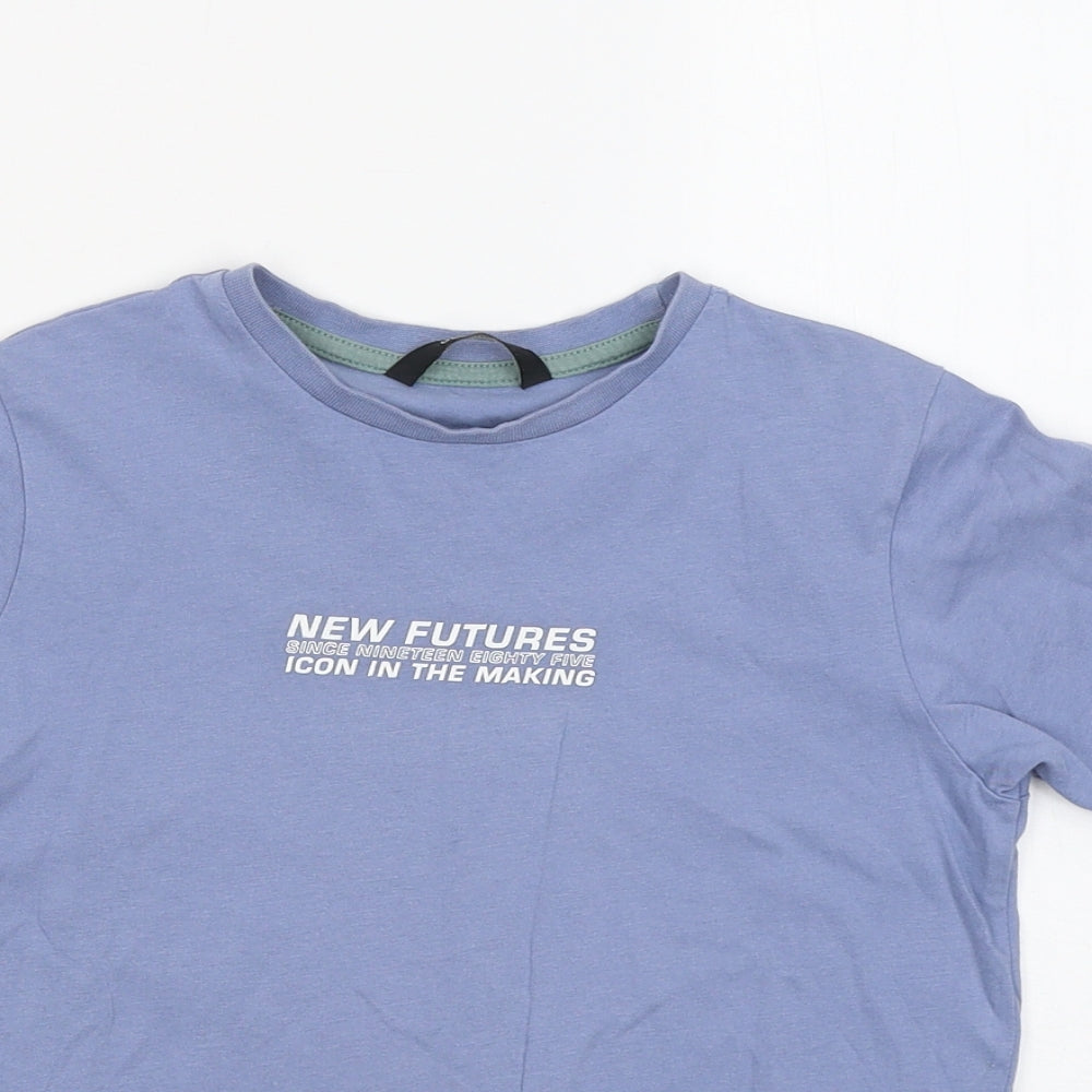 George Boys Blue Cotton Basic T-Shirt Size 7-8 Years Round Neck - Icon In the making