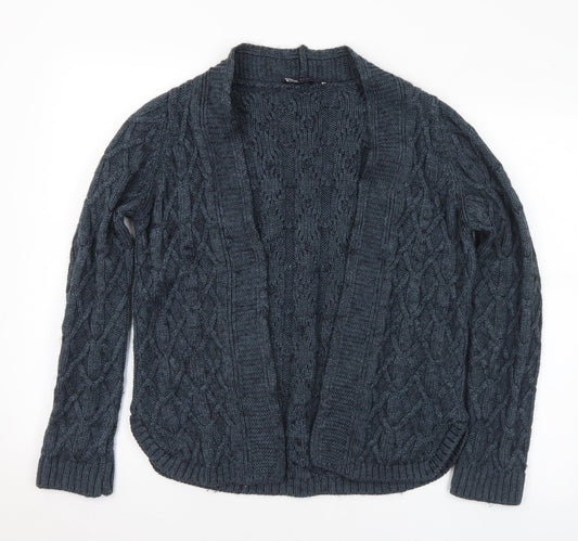 Marks and Spencer Womens Blue Collared Acrylic Cardigan Jumper Size 8