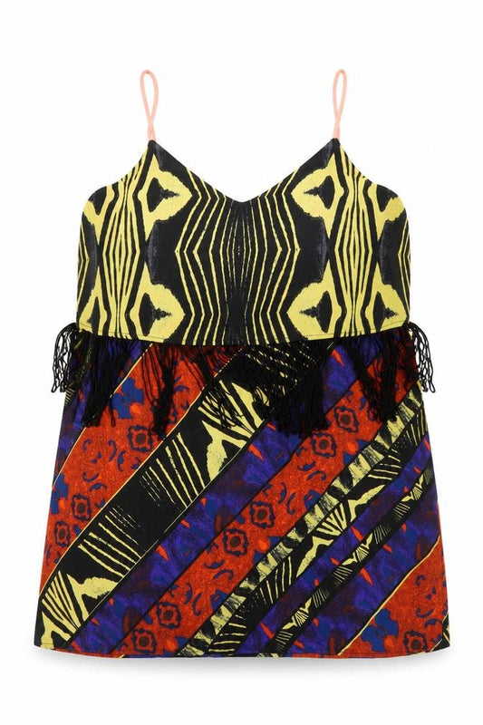 River Island Womens Multicoloured Geometric Polyester Camisole Blouse Size M V-Neck