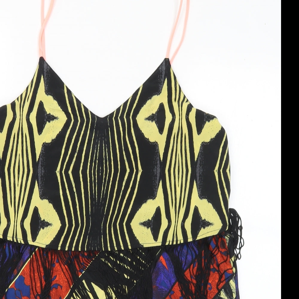 River Island Womens Multicoloured Geometric Polyester Camisole Blouse Size M V-Neck