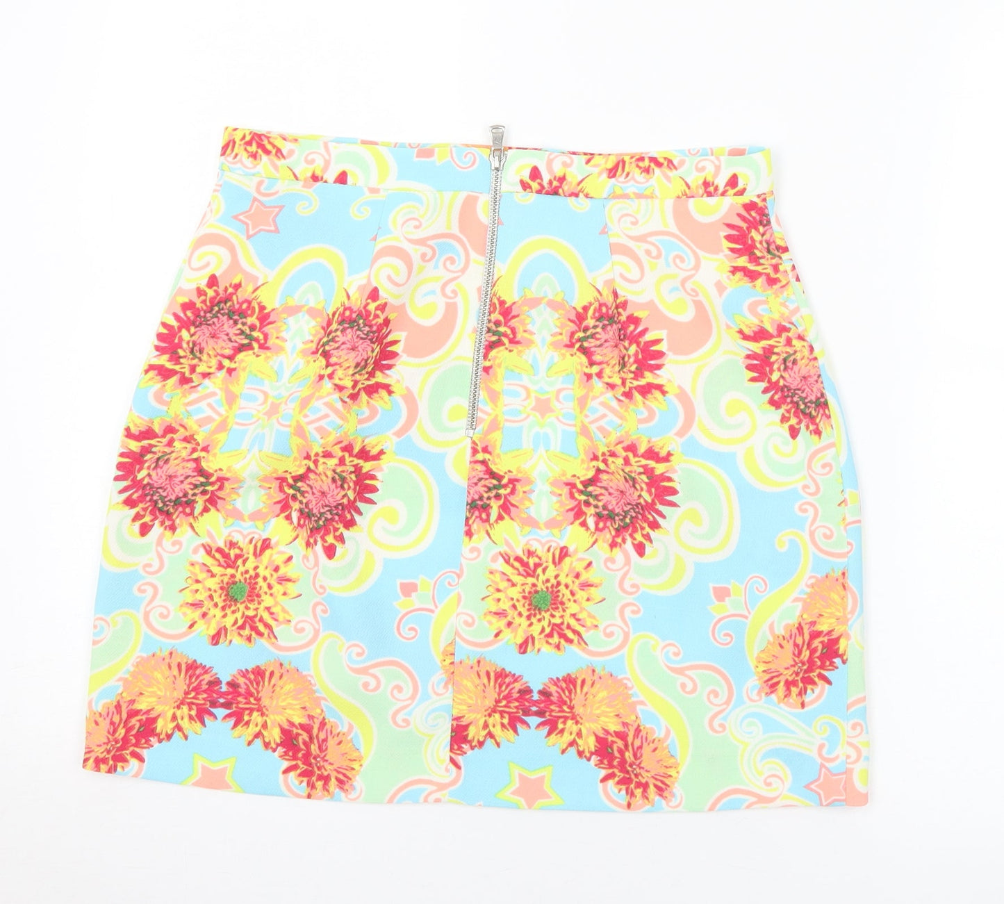 River Island Womens Multicoloured Geometric Polyester A-Line Skirt Size 12 Zip