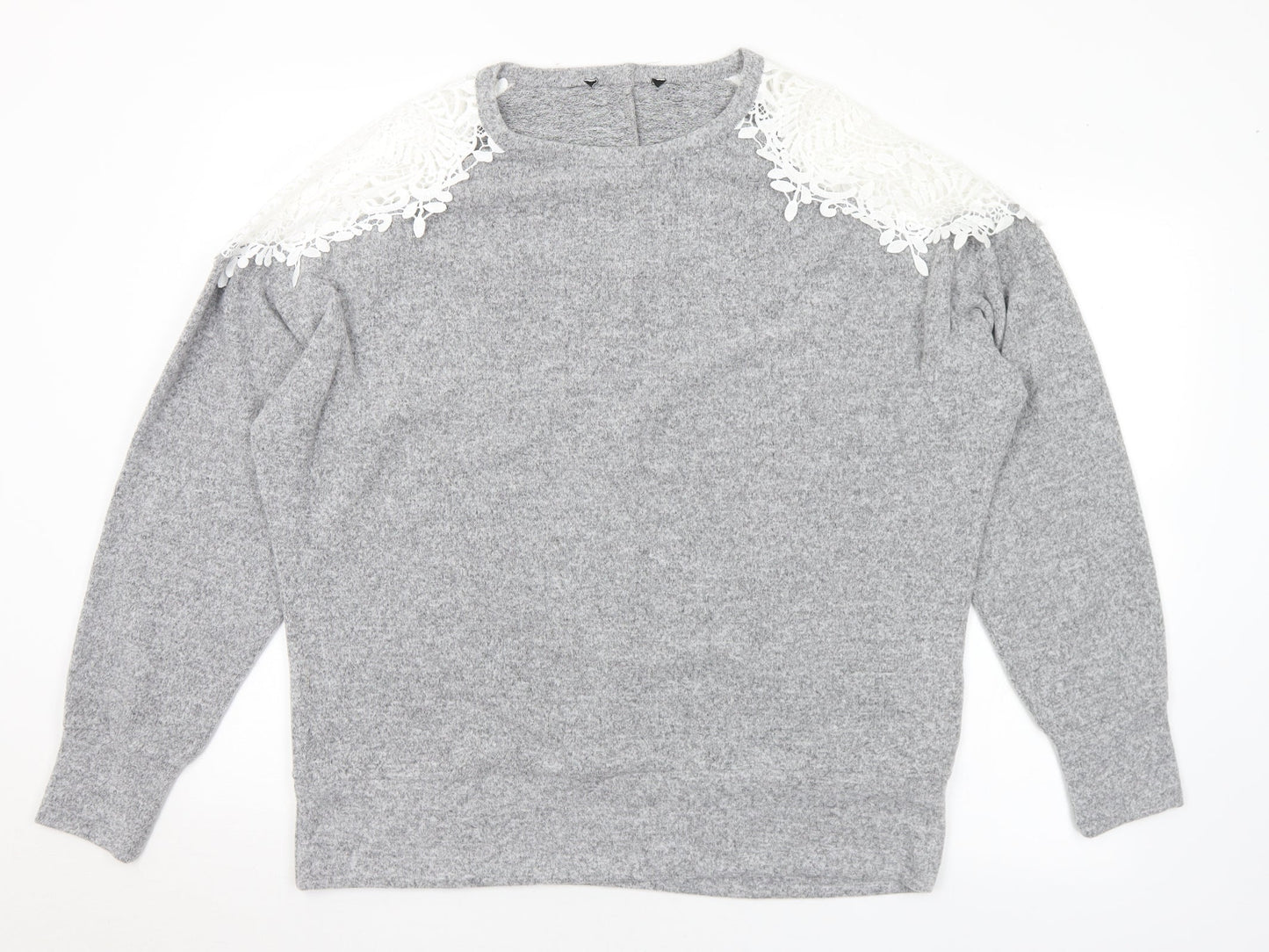 Dorothy Perkins Womens Grey Round Neck Polyester Pullover Jumper Size 18
