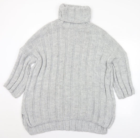 Preworn Womens Grey Roll Neck Acrylic Pullover Jumper Size XL