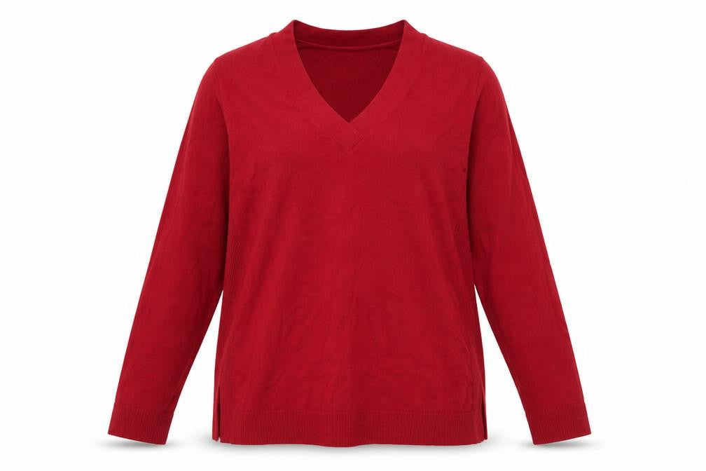 Gap Womens Red V-Neck Cotton Pullover Jumper Size L