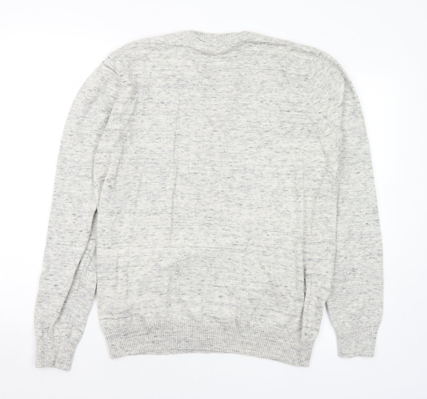 Cedar Wood State Womens Grey V-Neck Cotton Pullover Jumper Size L