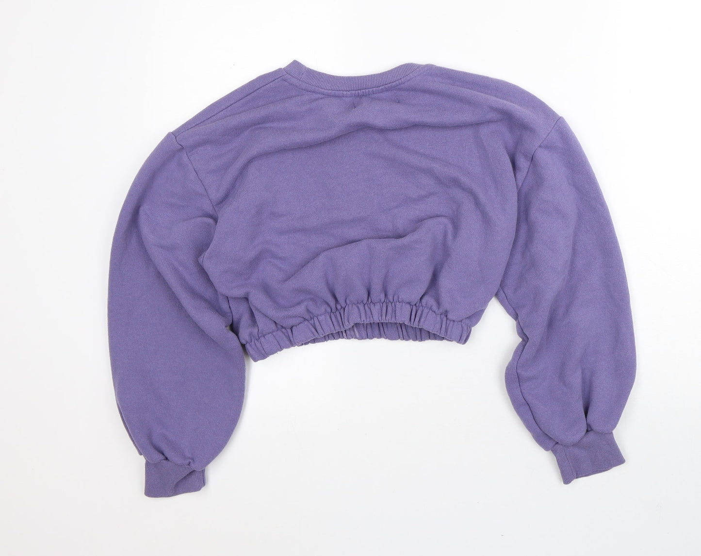 Pull&Bear Womens Purple Cotton Pullover Sweatshirt Size M - Cropped
