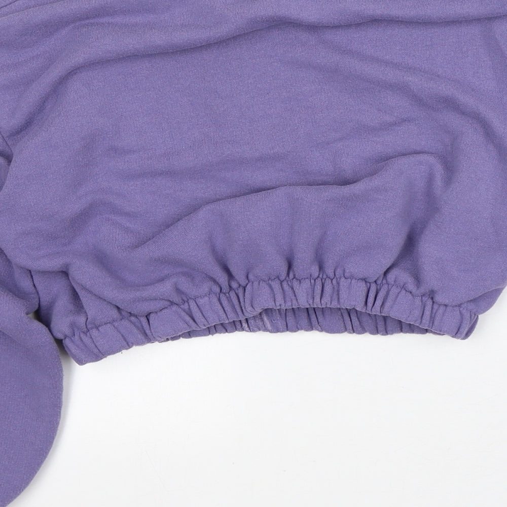 Pull&Bear Womens Purple Cotton Pullover Sweatshirt Size M - Cropped