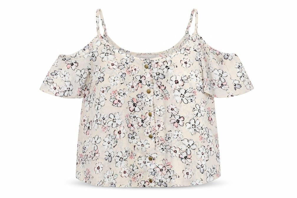 Atmosphere Womens Beige Floral Polyester Basic Blouse Size 12 Round Neck