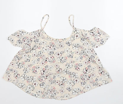 Atmosphere Womens Beige Floral Polyester Basic Blouse Size 12 Round Neck
