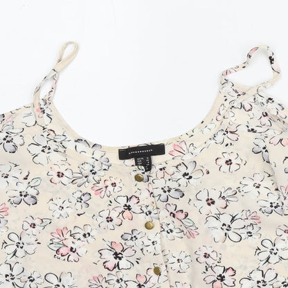 Atmosphere Womens Beige Floral Polyester Basic Blouse Size 12 Round Neck
