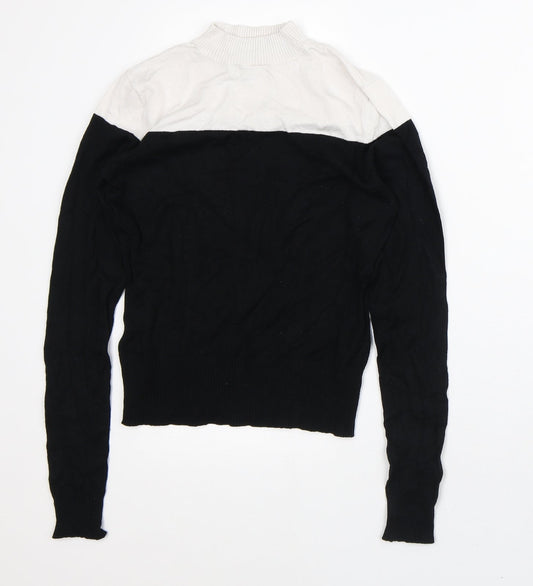 New Look Womens Black Striped Viscose Pullover Sweatshirt Size 10