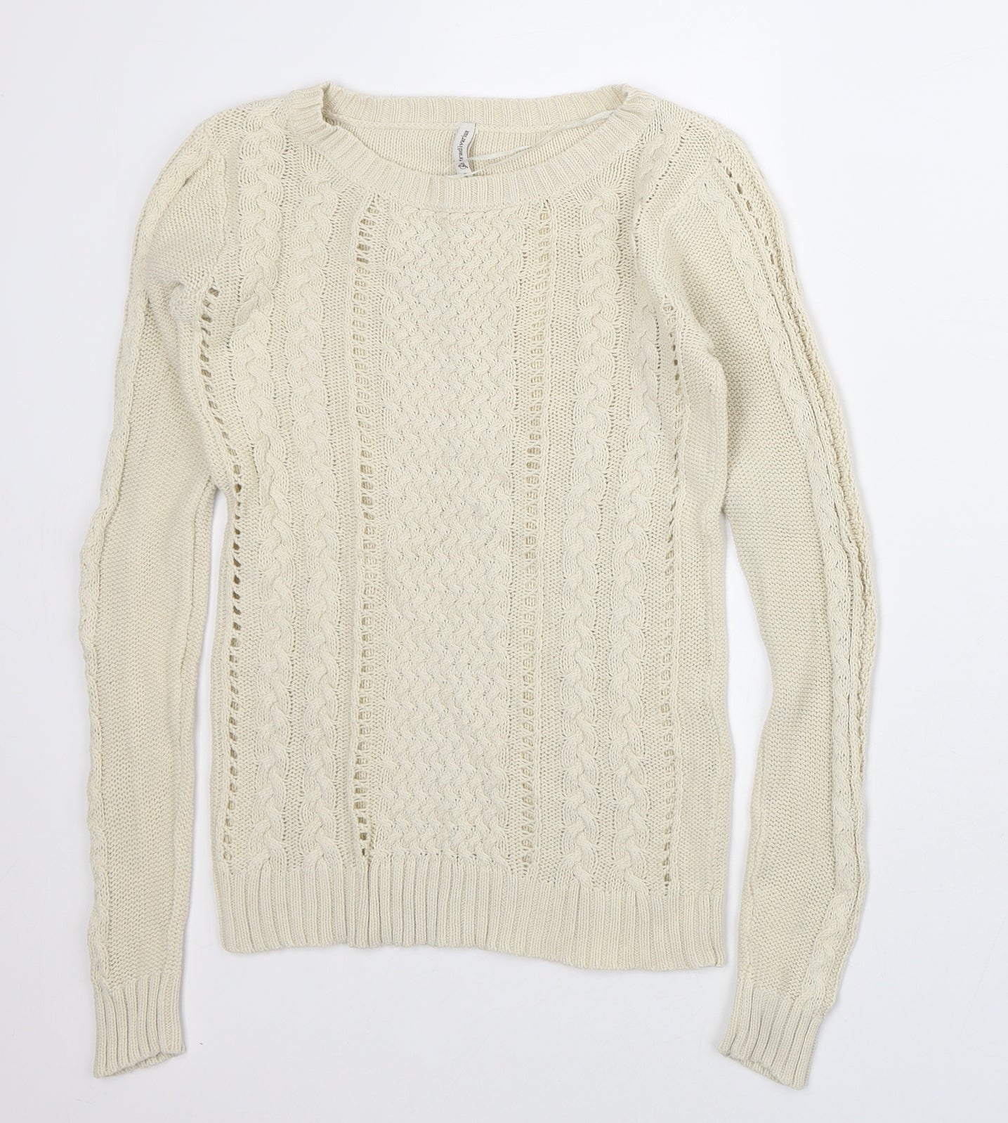 Astradivarius Womens Beige Crew Neck Polyester Pullover Jumper Size S